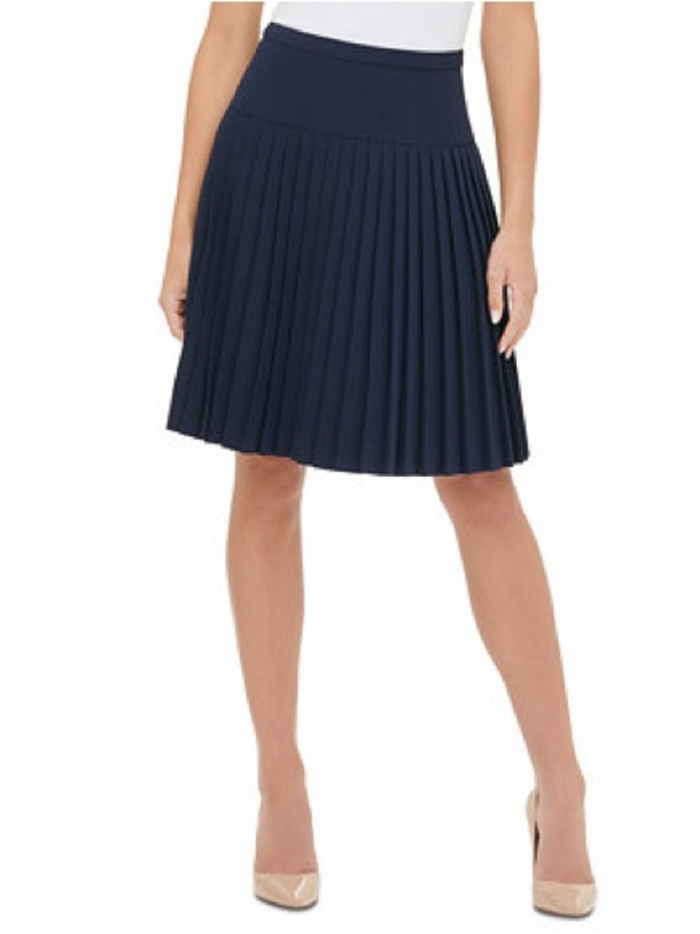 Tommy Hilfiger Navy Blue Pleated Drop Waist Skirt Size 6